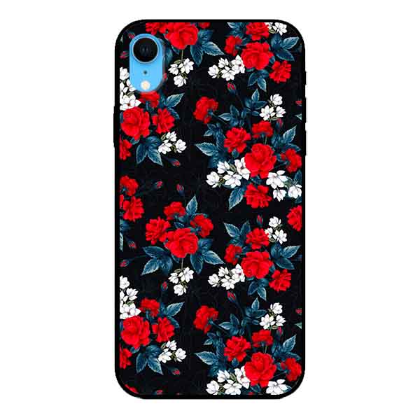 Ốp lưng in cho Iphone XR Mẫu Hồng Đỏ Nền Đen