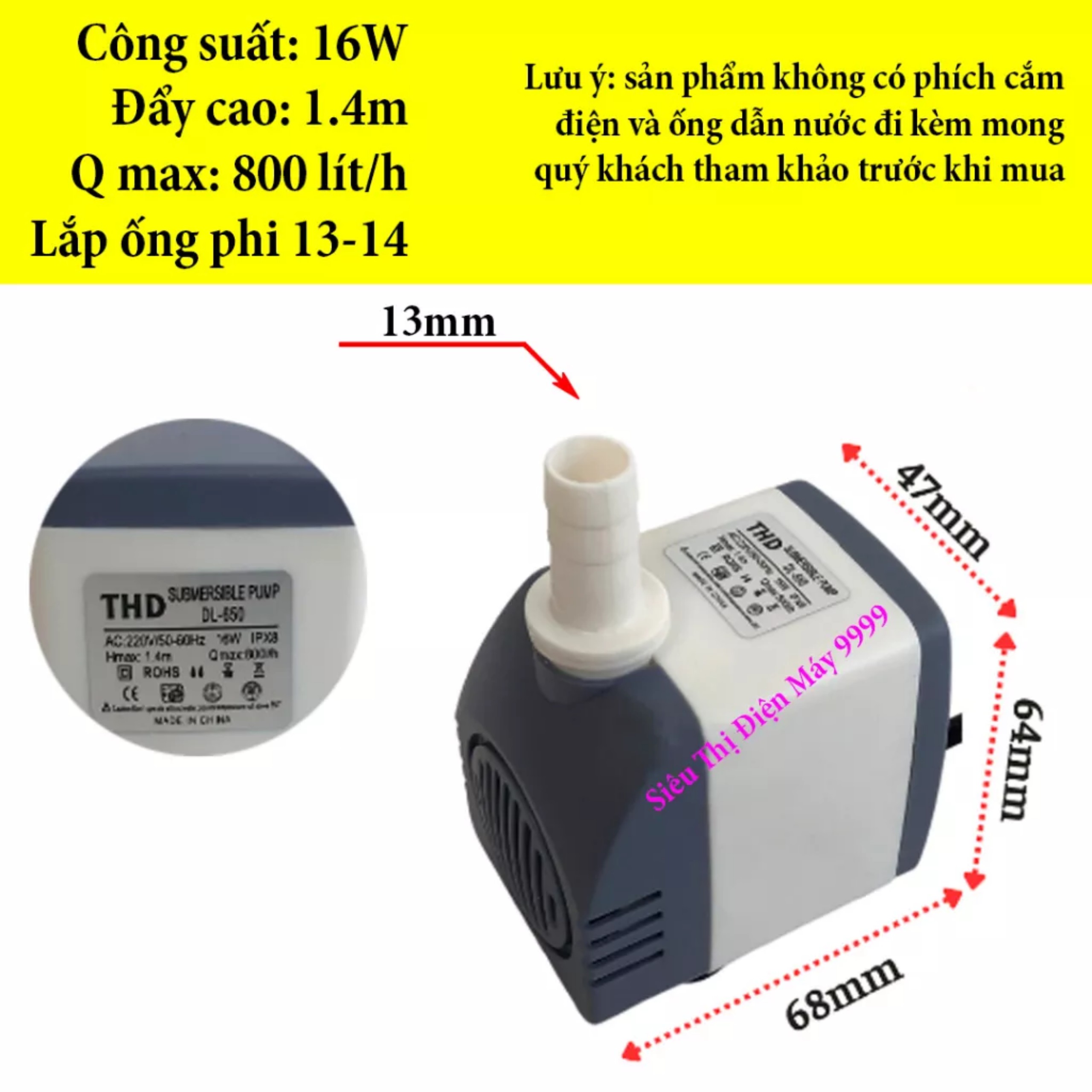 Bơm nước mini 16W cao cấp cho quạt điều hòa hơi nước mạnh mẽ, bền bỉ, êm ái