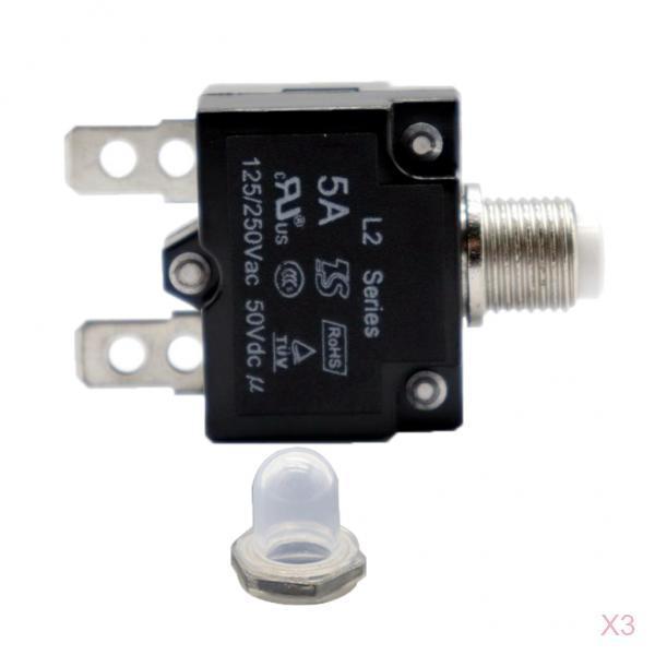 3x 5A 125/250V AC Circuit Breaker Manual Resettable Overload Switch Fuse