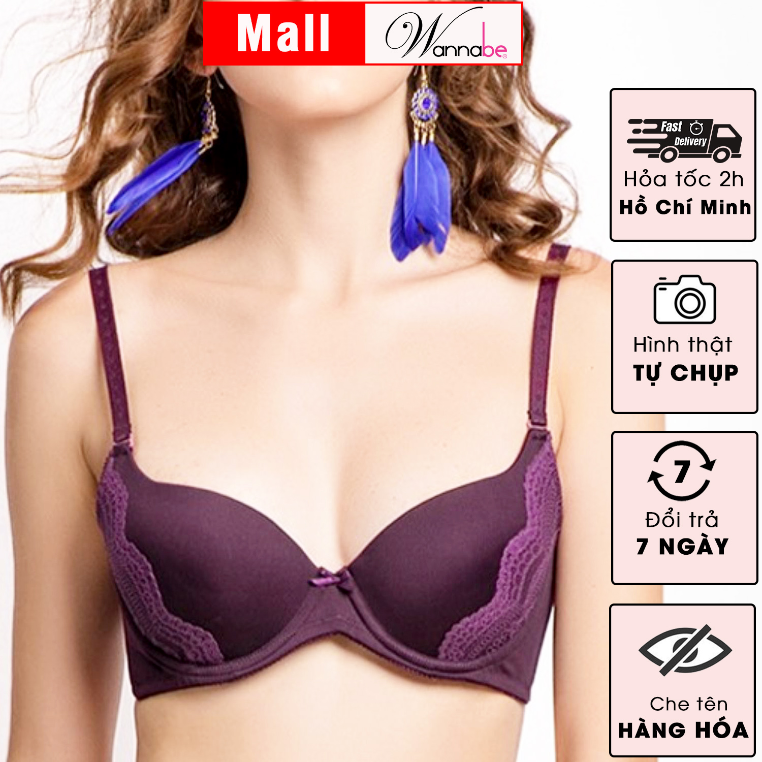 Áo ngực mút mỏng WANNABE AN315 áo chíp cúp lớn có gọng nâng đỡ gọn gàng dành cho bạn gái có trái ngực quá cỡ