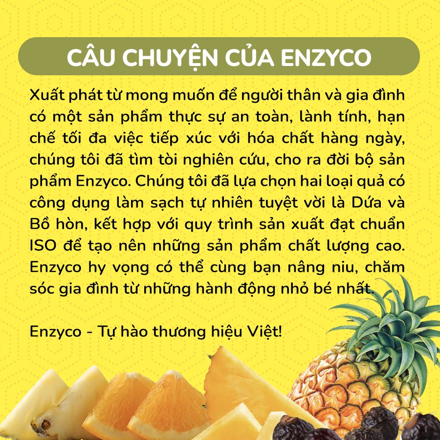 Nước Rửa Chén Hữu Cơ Sinh Học ENZYCO Lên Men Từ Dứa Và Bồ Hòn Làm Sạch Chén Bát Không Gây Dị Ứng Da - Hương Cam 100ml