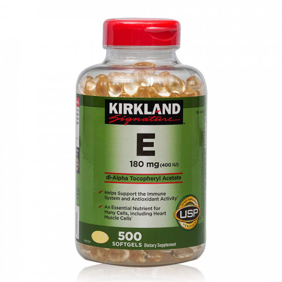 Thực phẩm chức năng Kirkland Signature Vitamin E 400 IU - Chai 500 Viên (Mẫu Mới) 