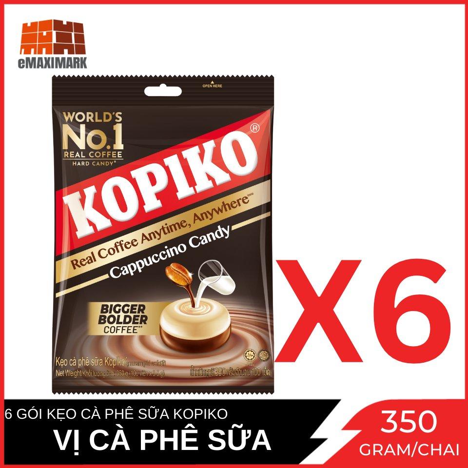 Combo 6 Gói Kẹo Cà Phê Sữa Kopiko Capuchino Gói 350g X6