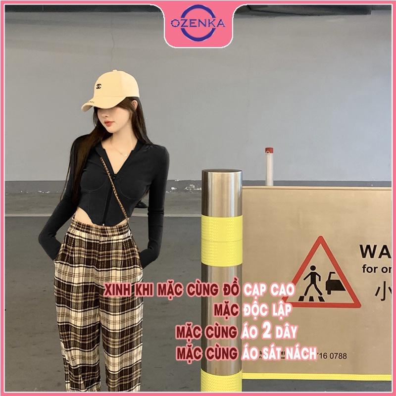 Áo cardigan croptop tay dài có mũ ôm nữ, áo khoác ngoài kéo khoá đen trắng thun gân cao cấp 100% cotton đẹp