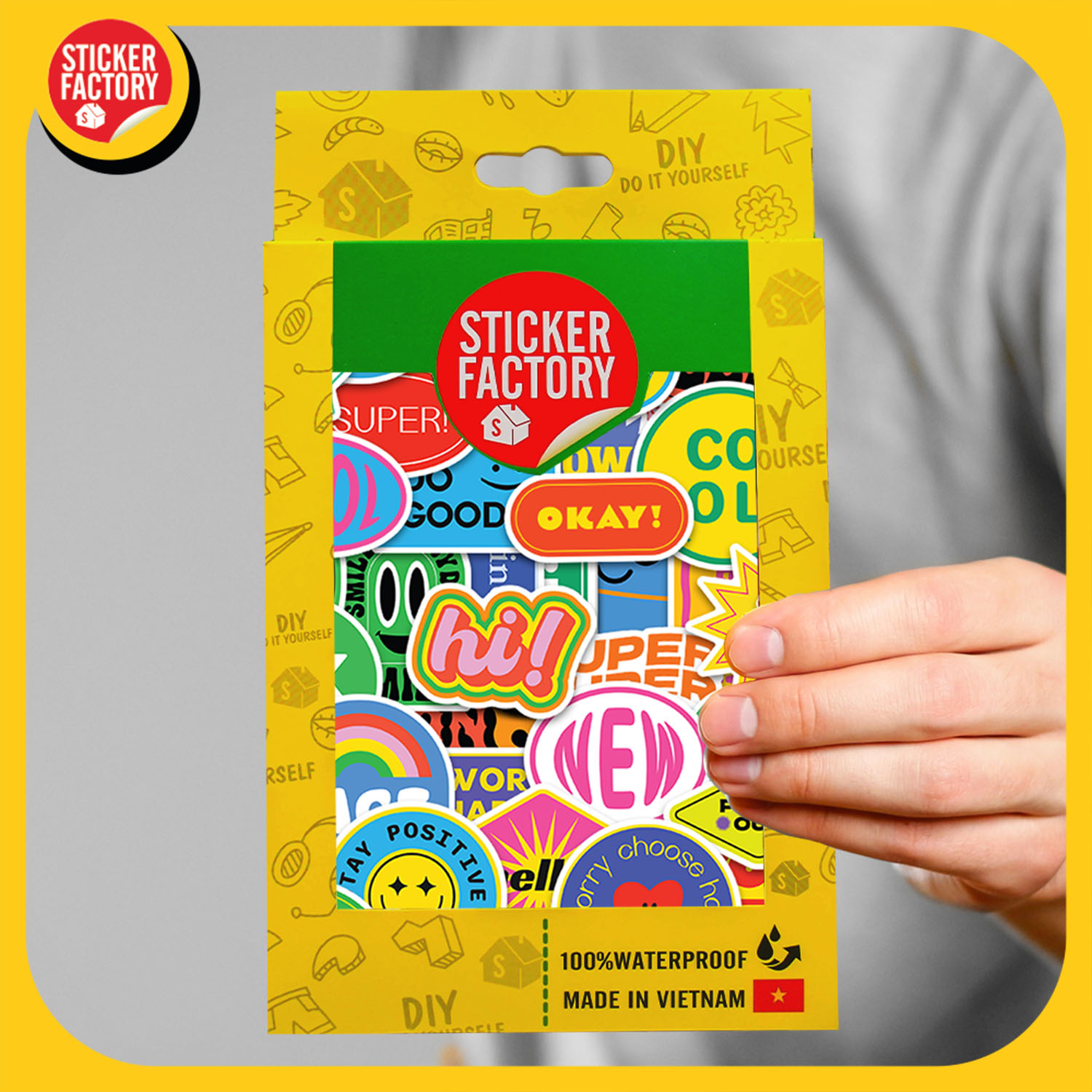 Cool Trendy - Set 100 sticker decal hình dán nón bảo hiểm, laptop, xe máy, ô tô - STICKER FACTORY