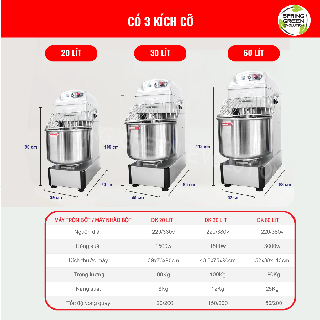 Máy Trộn Thực Phẩm Công Suất Cao DK20 (Với 3 Mẫu 20L, 30L và 60L) . Cực Kì Mạnh Mẽ, Trang Bị Motor Công Suất Cao, Trộn Mọi Thực Phẩm. Hàng Nhập Khẩu Chính Hãng SGE Thailand