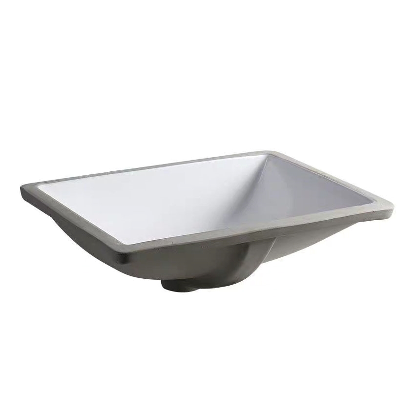 Chậu lavabo âm bàn bằng sứ hình chữ nhật màu trắng