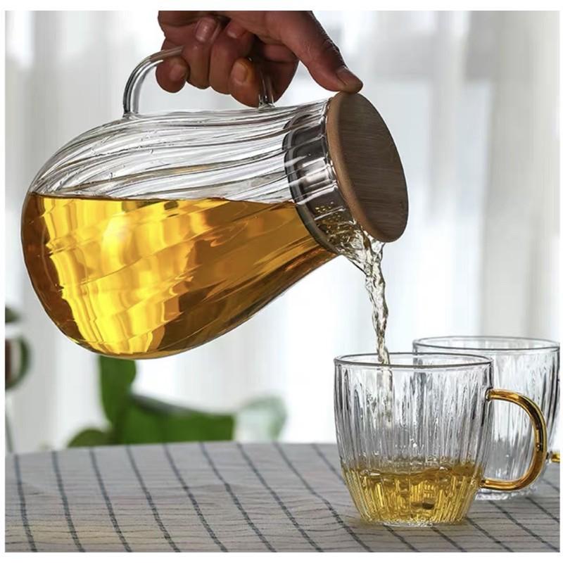 Bình nước thủy tinh khía chịu nhiệt 400*mẫu mới nhập khẩu cao cấp 1,6 lít GDTH