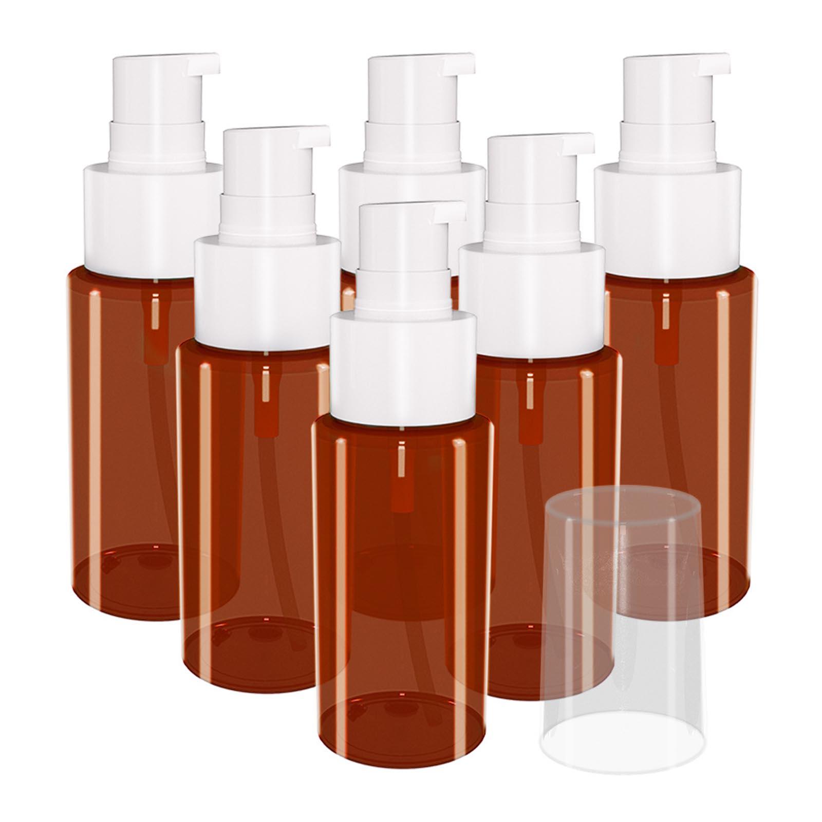 6 chai xịt rỗng bằng nhựa PET màu nâu trong suốt có nắp đậy 60g, dùng đựng dầu gội, sữa rửa mặt, nhỏ gọn tiện dụng