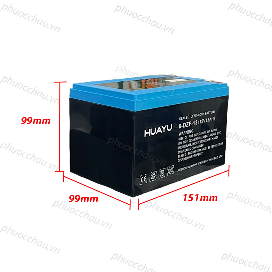 Ắc Quy HUAYU 6-DZF-13 12V-13AH, acquy dùng cho Xe Điện, Năng Lượng Mặt Trời