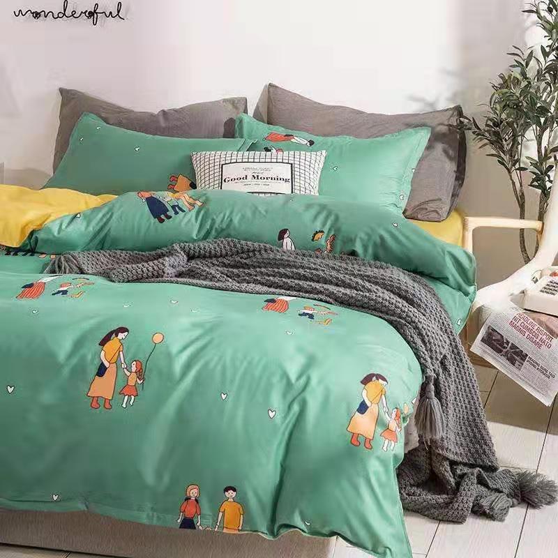 Chăn Ga Gối Đệm -Sét Chăn Ga Gối Đời Sống Xanh PolyCotton Punpu3051