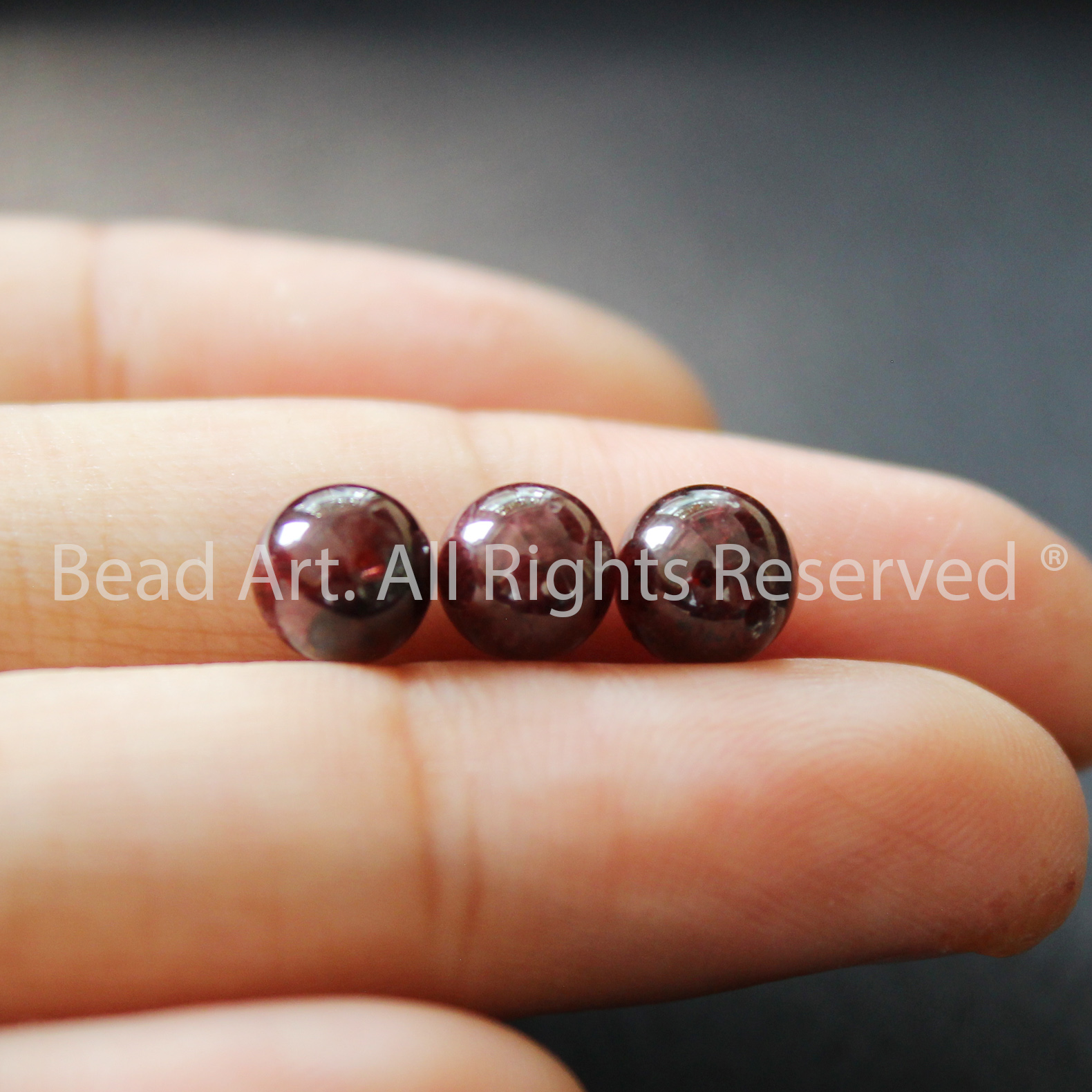 [1 Hạt/3 Hạt] 6MM Đá Garnet, Ngọc Hồng Lựu Tự Nhiên Màu Đỏ Sậm, Đá Phối Vòng Tay Phong Thuỷ, Chuỗi Hạt, Mệnh Hoả, Thổ - Bead Art