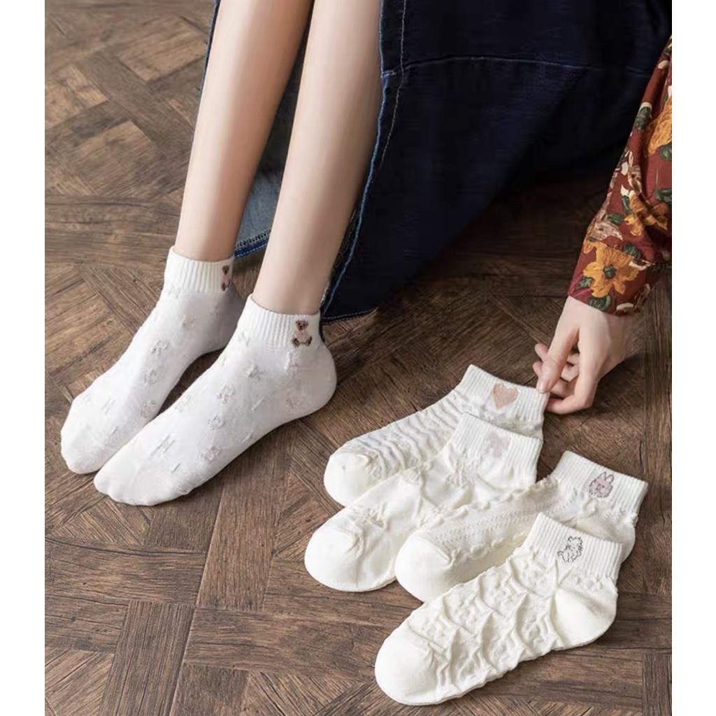 T11-Tất vớ nữ cổ ngắn dễ thương cotton hình thú màu trắng mỏng thoáng Urbanize - Chọn ngẫu nhiên