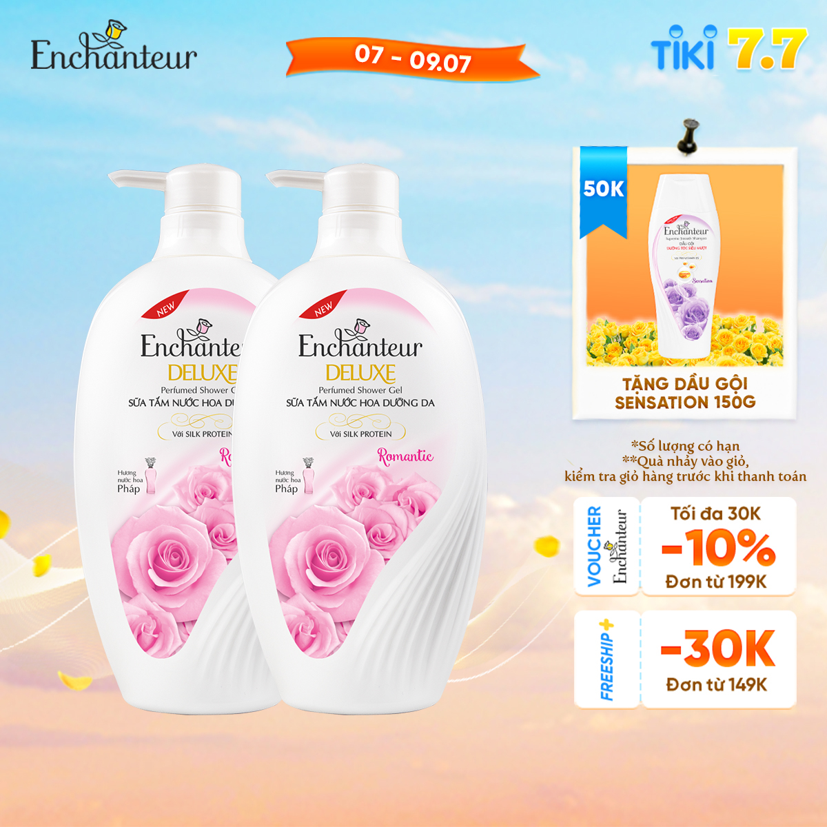 Combo 2 Sữa tắm hương nước hoa Enchanteur Romantic 650gr/ Chai