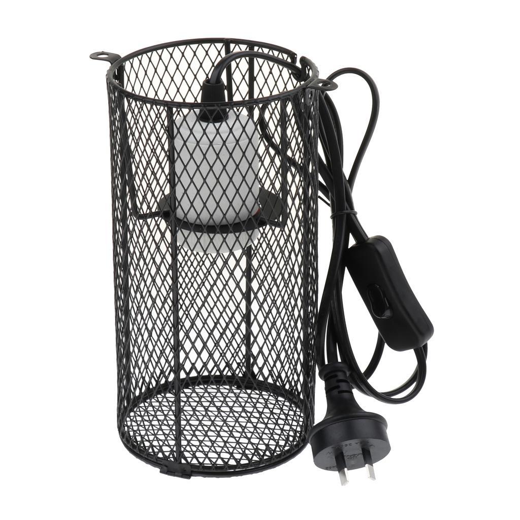 2x Reptile Terrarium Heat Lamp Light Bulb Anti-Scald Lampshade Cage Fixture