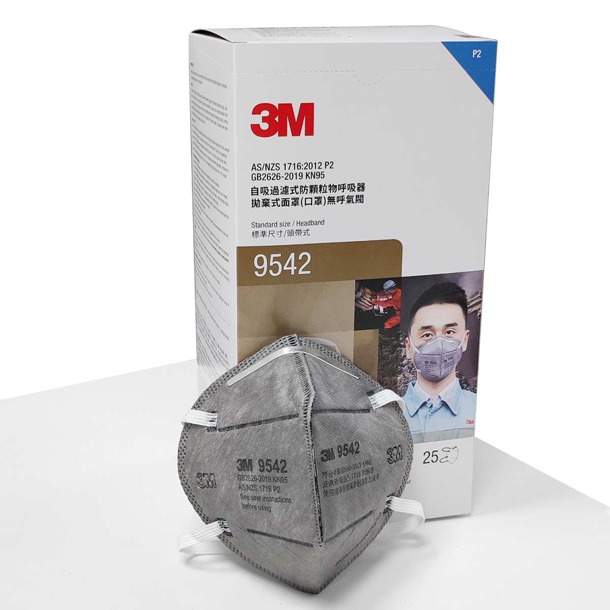 Khẩu trang lọc bụi và hơi hóa chất 9542 3M, tiêu chuẩn KN95, lọc tối thiểu 95%