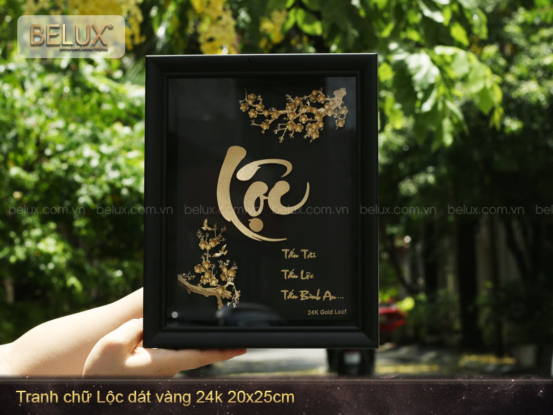 Tranh chữ Lộc dát vàng 24k 25x20cm