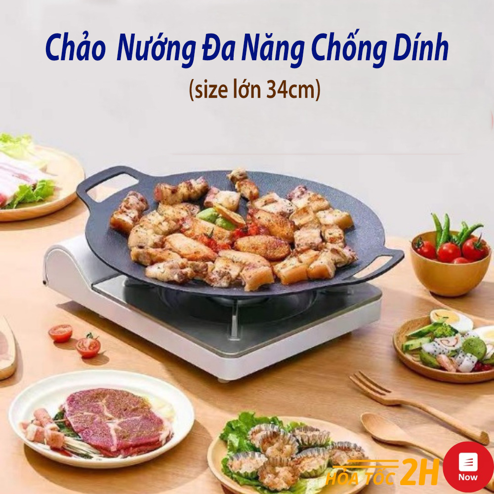 Chảo nướng Đa năng Thép hợp kim bền chắc tiện dụng size 34cm