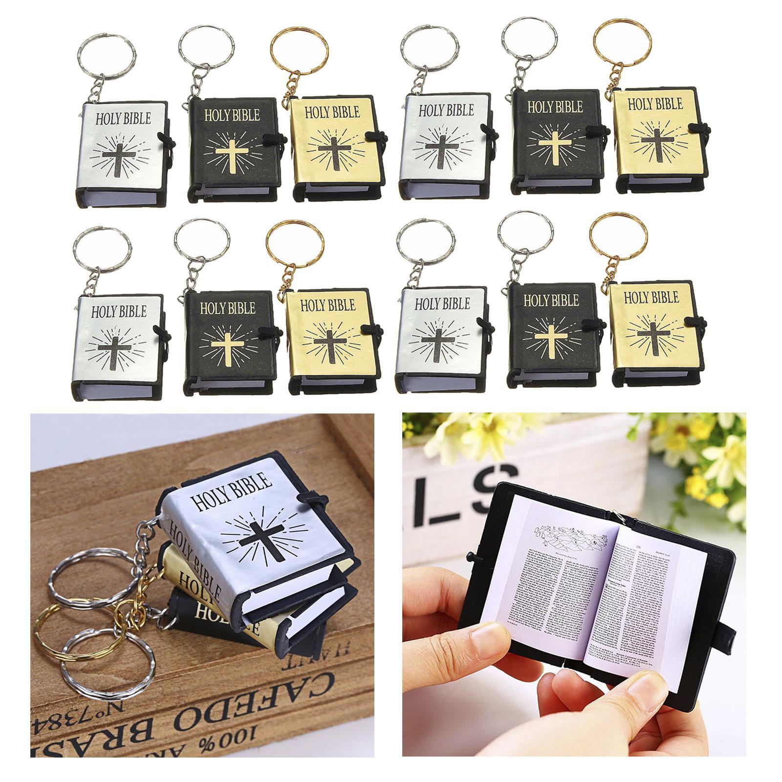 Cute Mini Book Keyring Religious Christian Bible Keychain  Can Read