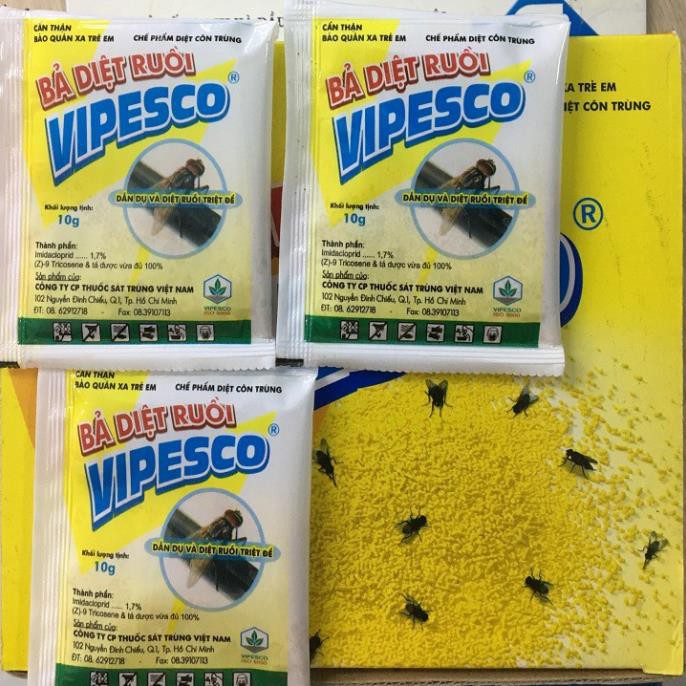 Bả diệt ruồi Vipesco - Gói 10g tiện dụng - Dẫn dụ và diệt ruồi triệt để