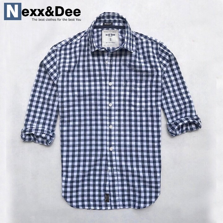 Hình ảnh Áo sơ mi nam tay dài kẻ caro công sở vải oxford denim cao cấp Nexx&Dee SM01