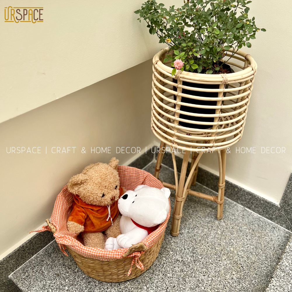 Giỏ lục bình đựng quần áo URSPACE trang trí decor sắp xếp không gian hình tai mèo dễ thương/ ROUND HYACINTH STORAGE BASKET