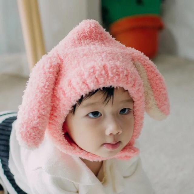 Combo 2 mũ len lông cừu cài cúc tai thỏ cho bé trai bé gái từ 3 tháng đến 6 tuổi