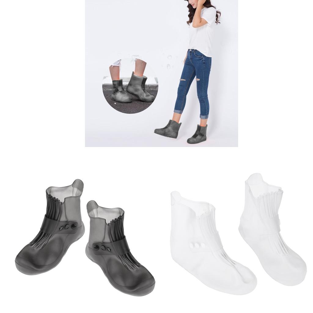 Kids Men Women Reusable Waterproof Rain Shoe Cover Overshoes Clear Size 1