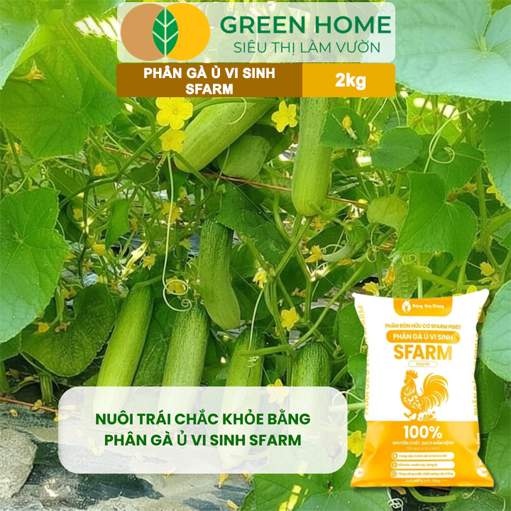 Phân Gà Ủ Vi Sinh Sfarm Greenhome, Bao 2kg, Cải Tạo Đất, Tăng Sức Đề Kháng, Tăng Năng Suất Cây Trồng