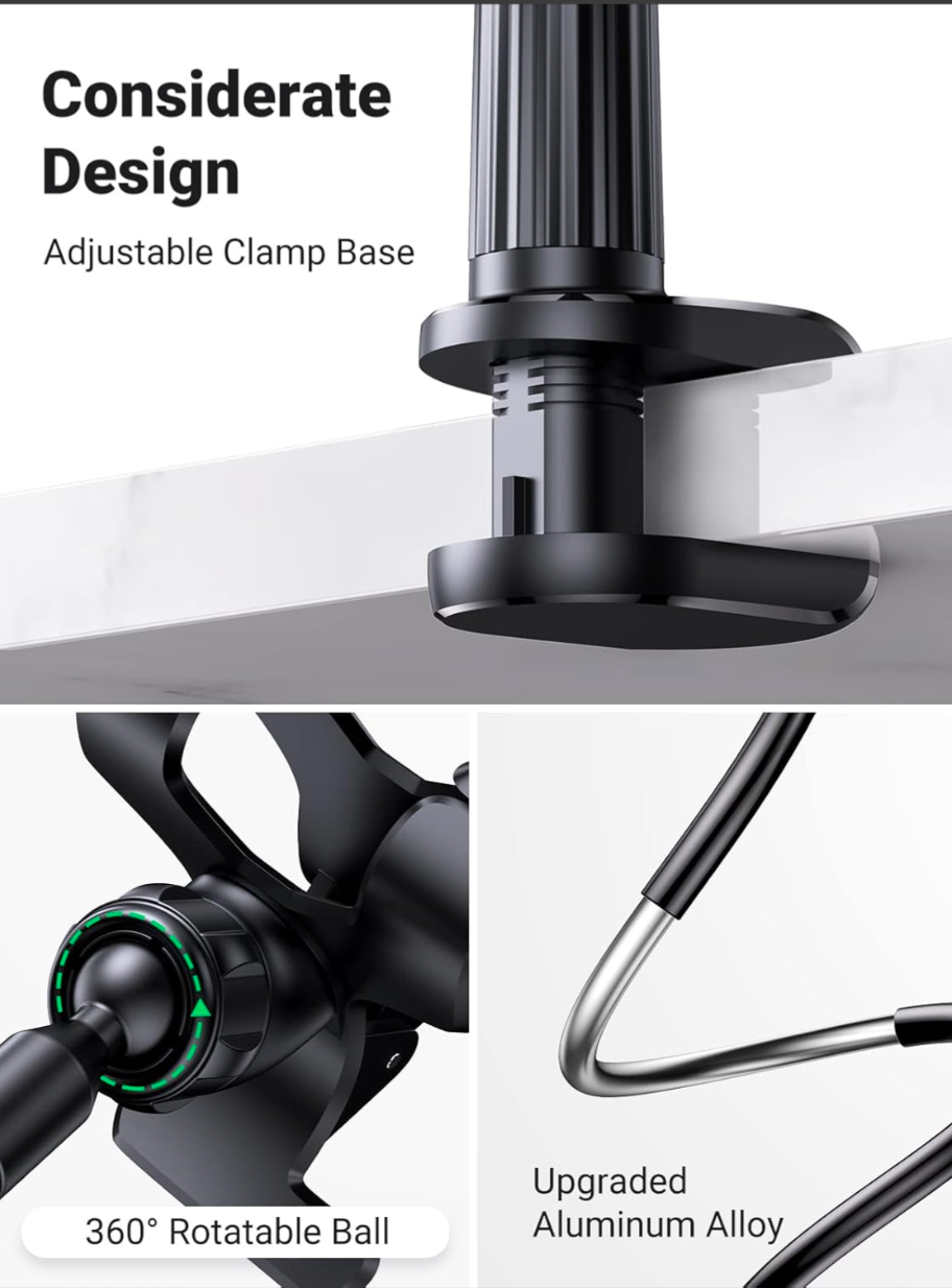 Giá đỡ điện thoại kẹp bàn màu đen Ugreen 80906 LP113 - Hàng chính hãng