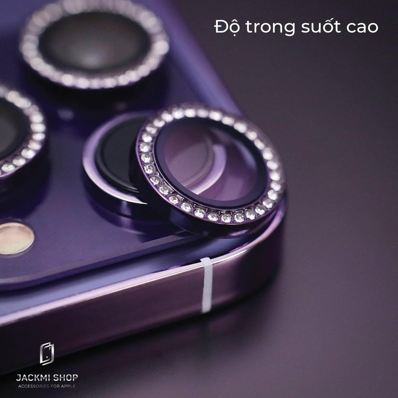 Bộ miếng dán kính cường lưc Kuzoom Camera Diamond đính đá cho iPhone 14 Pro/ 14 Pro Max - Hàng Nhập Khẩu