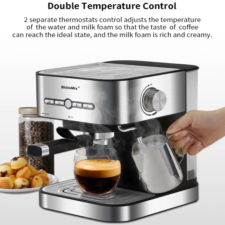 Máy pha cà phê Espresso nhãn hiệu BioloMix CM6866 công suất 1050(W) với thiết lập hệ thống tạo bọt sữa - HÀNG NHẬP KHẨU