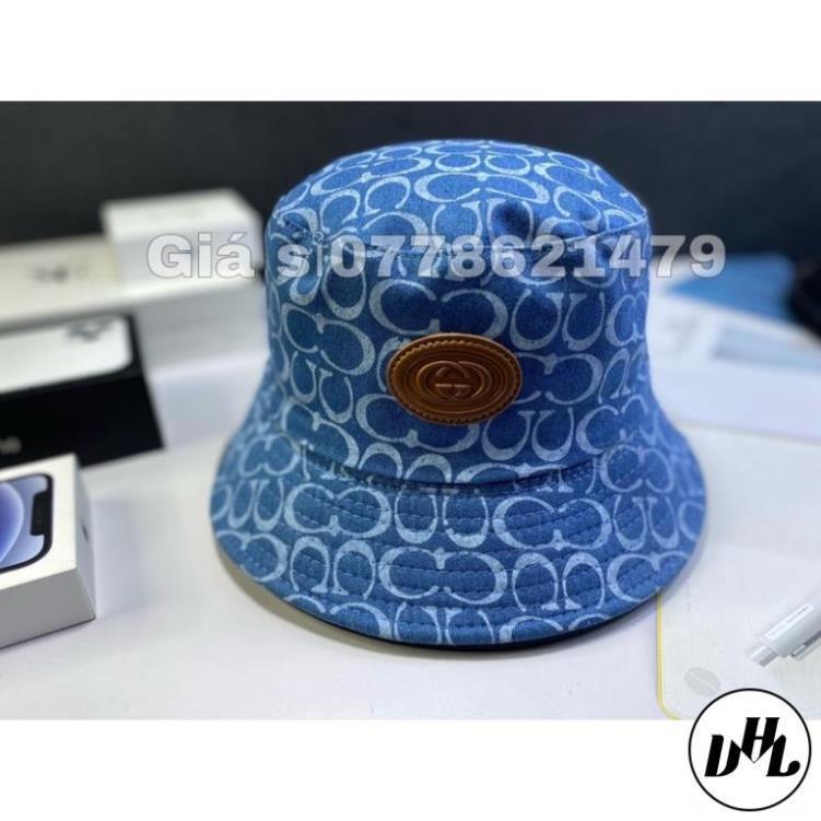 Mũ bo jean bucket in logo da thời trang