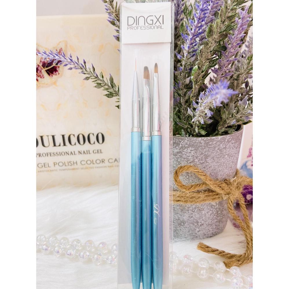 (Hàng mới về) Sét cọ dingxi 3 cây cọ nét, cọ hoa cúc, cọ đắp gel dành cho Nail