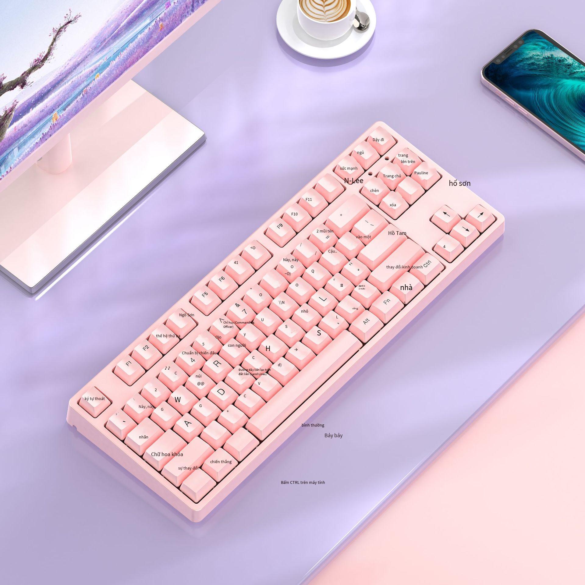 Đảm bảo chất lượng bàn phím sạc không dây macro 2.4G bluetooth 3 chế độ pha lê trong suốt Bàn phím cơ phát sáng RGB phím văn phòng trò chơi