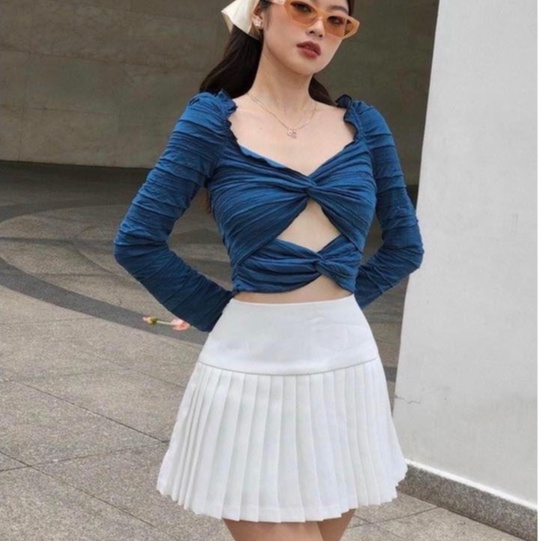 Chân váy lót quần form chữ A bản eo to dập ly trẻ trung, năng động
