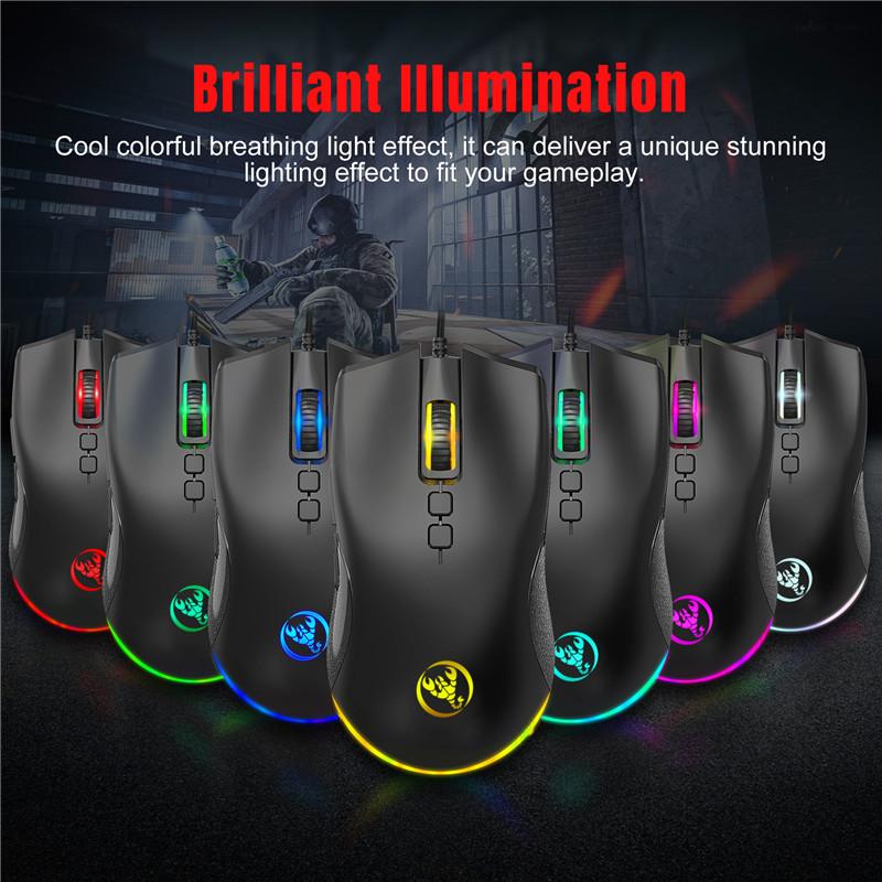Highend Dành Mới USB Chuột Chơi Game Có Dây 7 Nút Đèn LED Đèn Nền RGB Chuột Có Thể Điều Chỉnh 6400 DPI Cho Máy Tính Laptop Lập Trình Macro