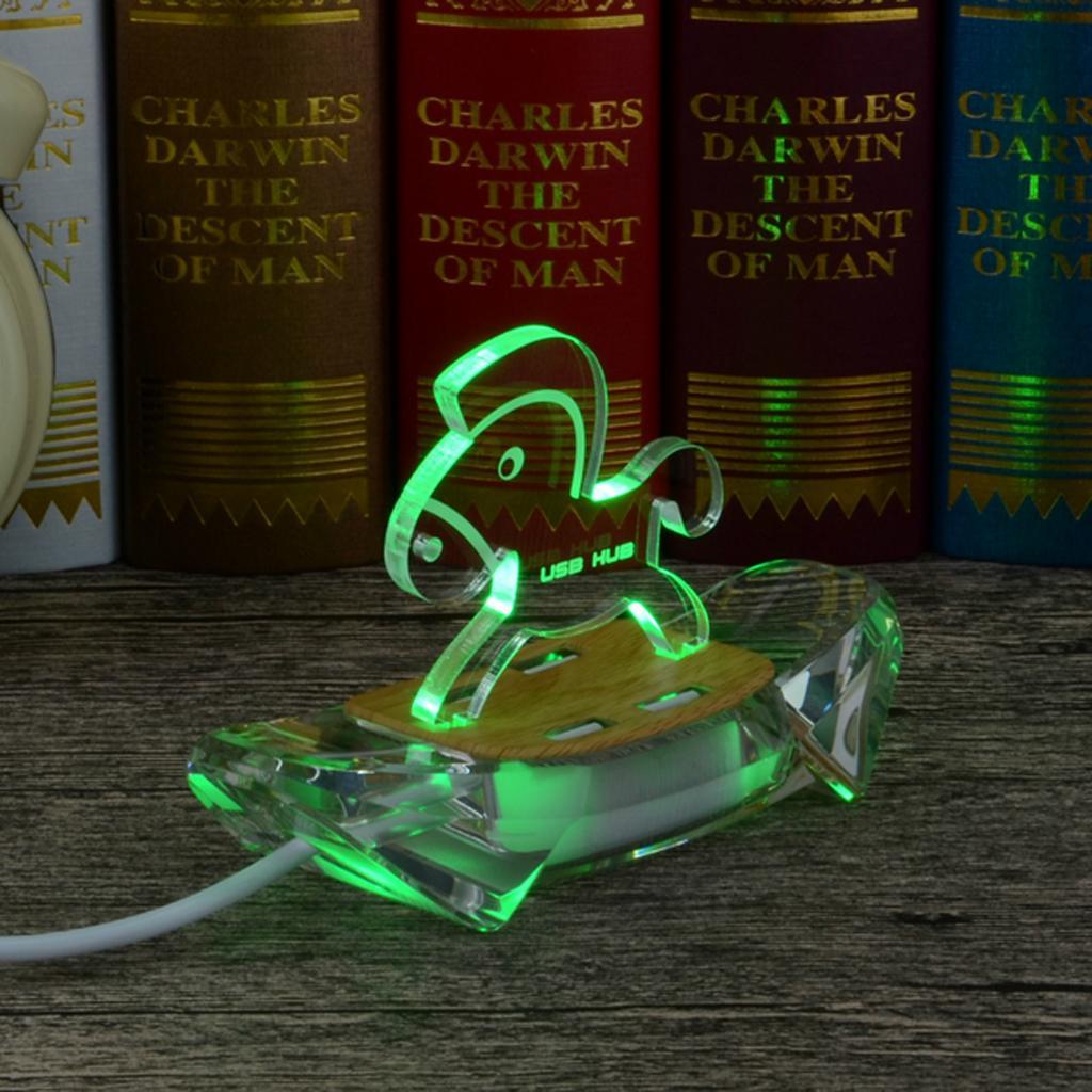 High Speed 4 Port USB 2.0 Multi HUB Splitter Expansion w/Led Light for PC