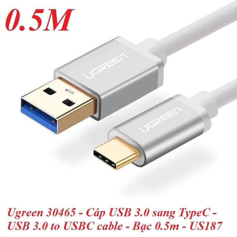 Ugreen UG30465US187TK 0.5M màu TRắng Cáp USB TypeC sang USB 3.0 cao cấp - HÀNG CHÍNH HÃNG