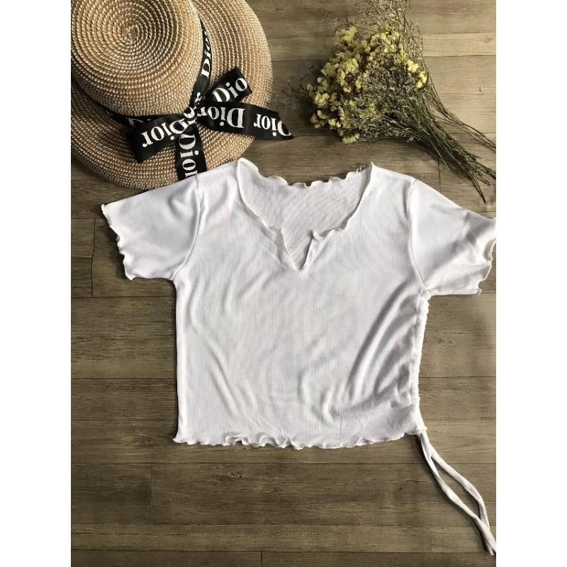 Áo croptop cổ V rút dây