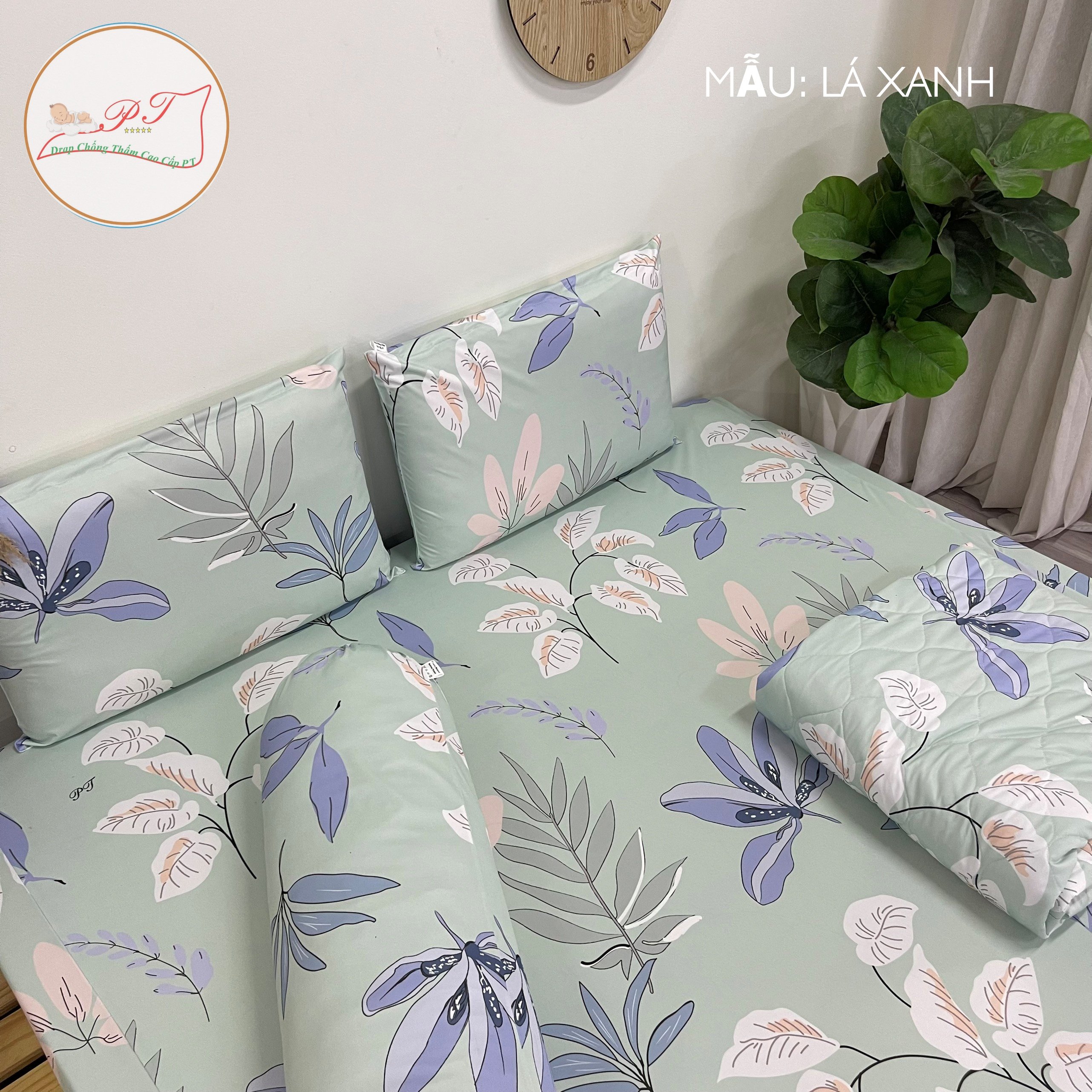 Ga Chống Thấm Cao Cấp PT Mẫu Họa Tiết Lá Xanh