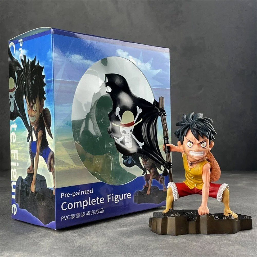 Mô Hình OnePiece Luffy cầm cờ bang siêu chất cao 18cm nặng 300g