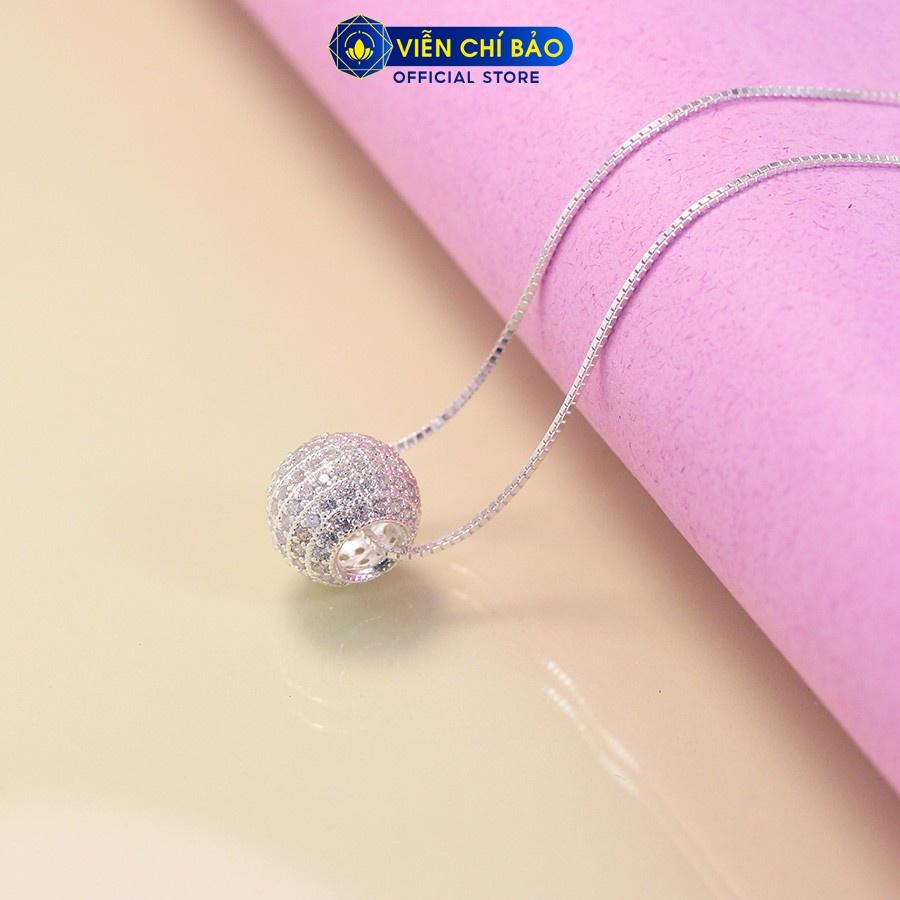 Dây chuyền bạc mặt Quả cầu pha lê, vòng cổ nữ bạc S925 thời trang phụ kiện trang sức nữ Viễn Chí Bảo M400111 D400144x