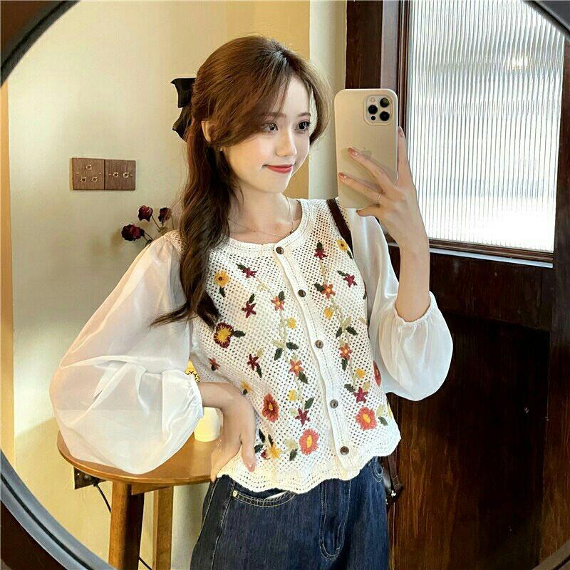 ÁO SƠ MI KIỂU HOẠ TIẾT HOA UZZLANG ÁO TIỂU THƯ