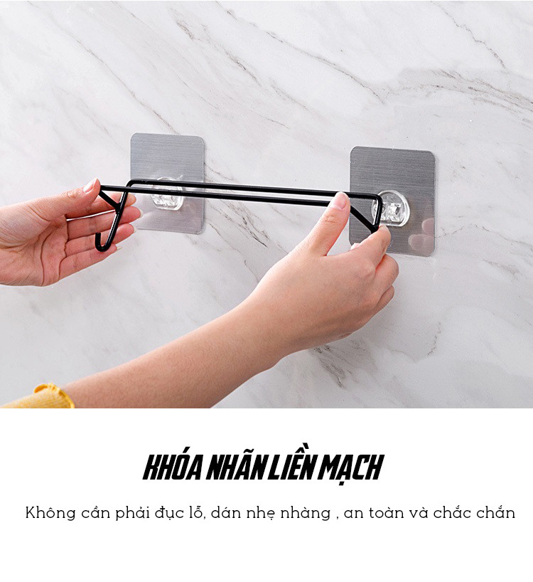 Bộ 02 Miếng Móc Dán Tường Chịu Lực Chống Thấm Siêu Dính Treo Kệ Inox Cao Cấp