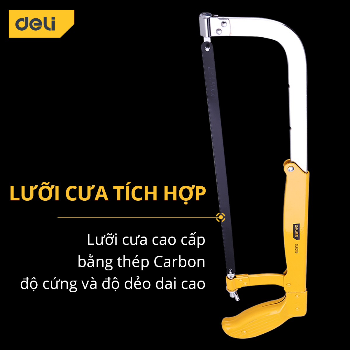 Cưa Cầm Tay Điều Chỉnh Đa Năng 8-12inch Deli, Lưỡi Cưa Thép Siêu Bền Cắt Trên Nhiều Chất Liệu DL6008