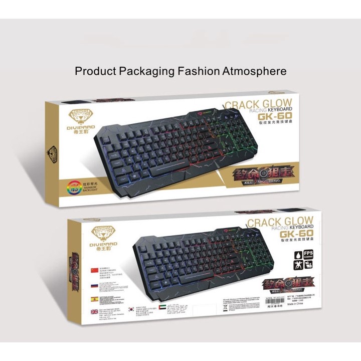 Bàn phím giả cơ GK-60 chuyên game cso led 7 màu cực đẹp kiểu dáng cực chất