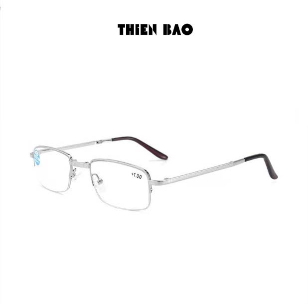 Kính lão thị, viễn thị đọc sách Nam nữ gấp gọn ( Tặng bao da đeo hông) KVT1510 tròng Nhật xẻ cước loại tốt mạ crom bền đẹp