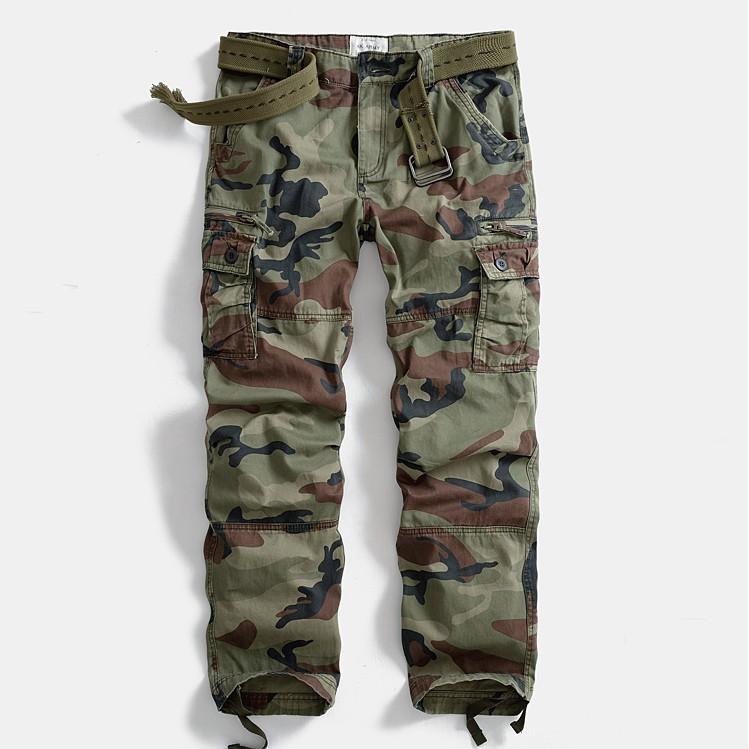 Quần dài kaki túi hộp phong cách Retro_dã ngoại - camo đen