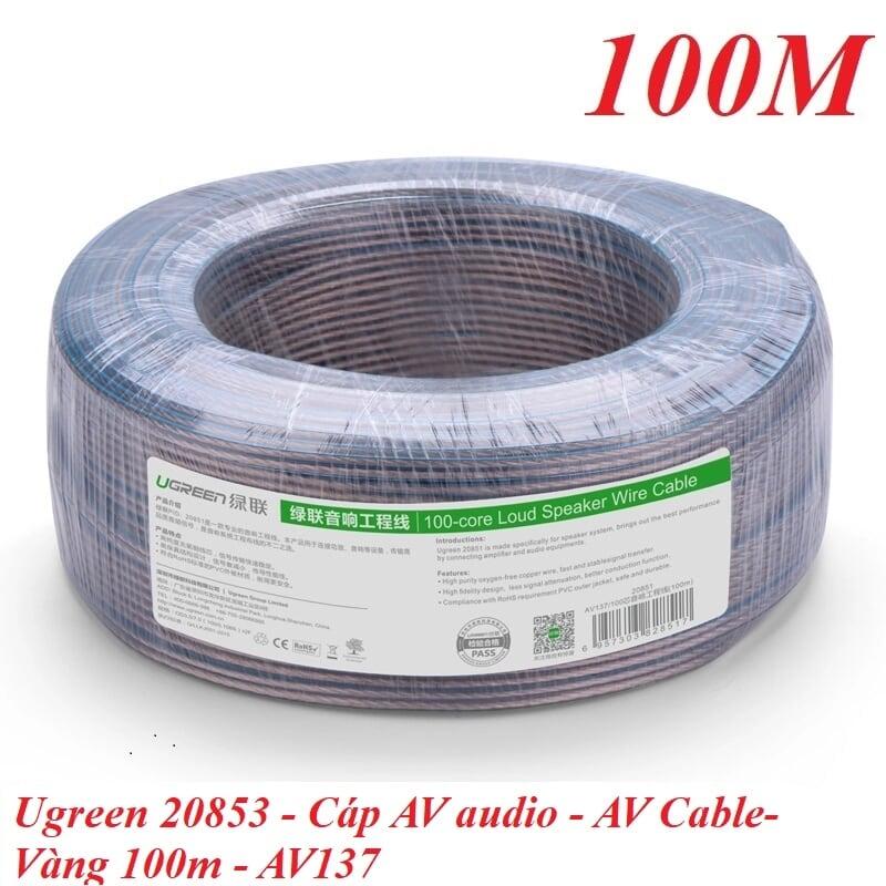 Ugreen UG20853AV137TK 100M Màu Đen Cáp âm thanh loa 200 tim - HÀNG CHÍNH HÃNG